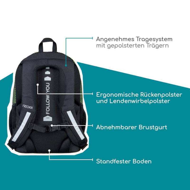 NEOXX Schulrucksack Flow All about Neon Rückenpolsterung Erklärung