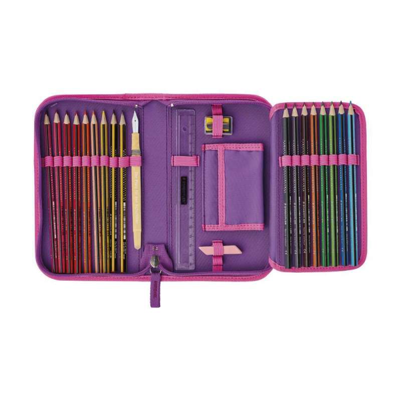 DERDIEDAS Schulrucksack ErgoFlex Set - 6 tlg. Schüleretui Pretty Unicorn offen