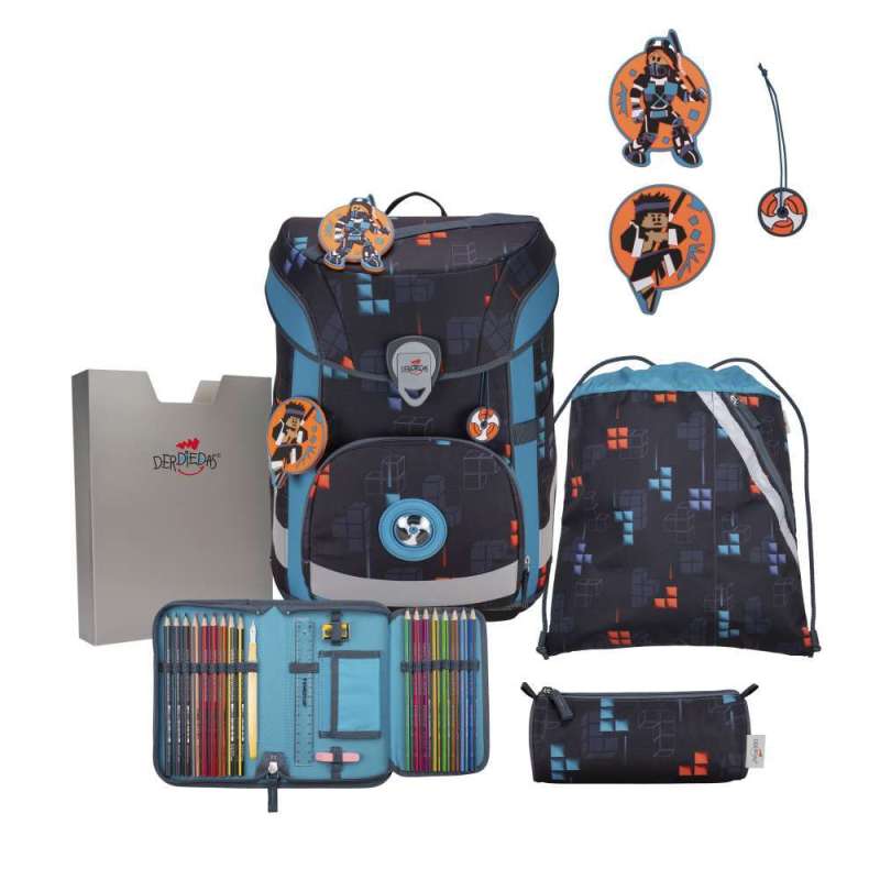 DERDIEDAS Schulrucksack ErgoFlex EASY Set - 6 tlg. Ninja Fighter