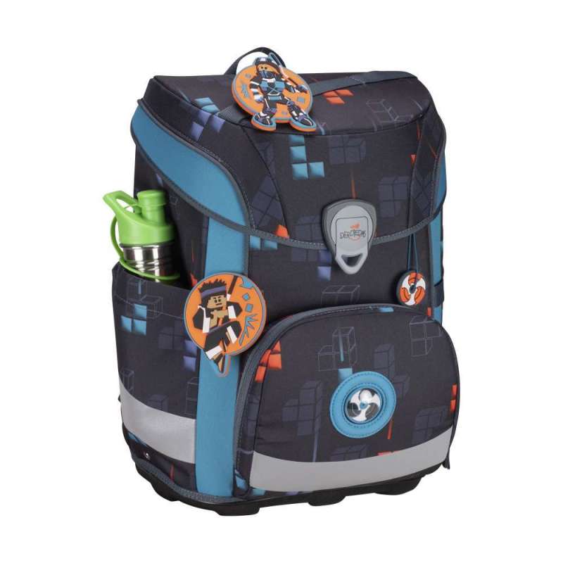 DERDIEDAS Schulrucksack ErgoFlex EASY Set - 6 tlg. Ninja Fighter seitlich