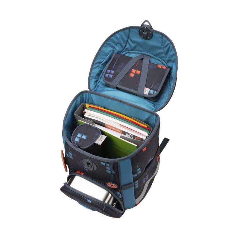 DERDIEDAS Schulrucksack ErgoFlex EASY Set - 6 tlg. Ninja Fighter seitlich offen