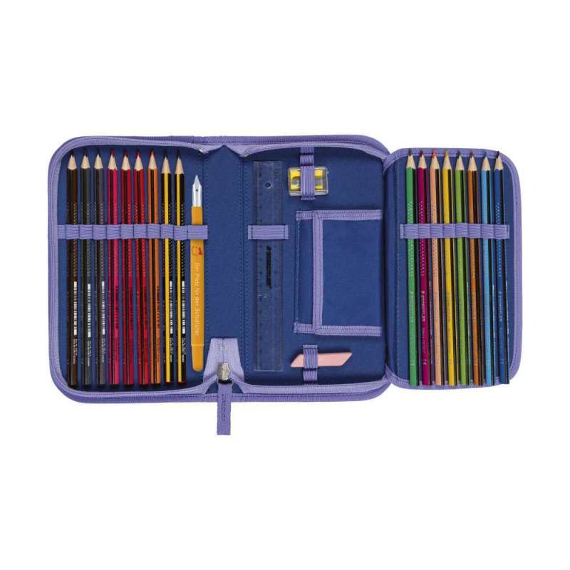 DERDIEDAS Schulrucksack ErgoFlex EASY Set - 6 tlg. Deep Ocean Schüleretui offen