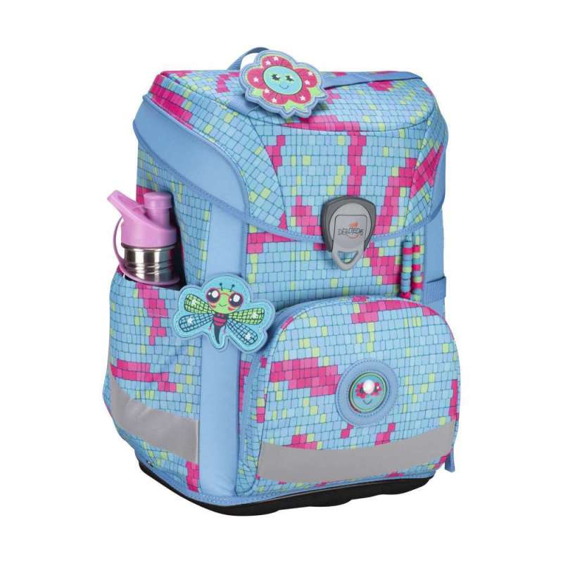 DERDIEDAS Schulrucksack ErgoFlex EASY Set - 6 tlg. Happy Pixel seitlich