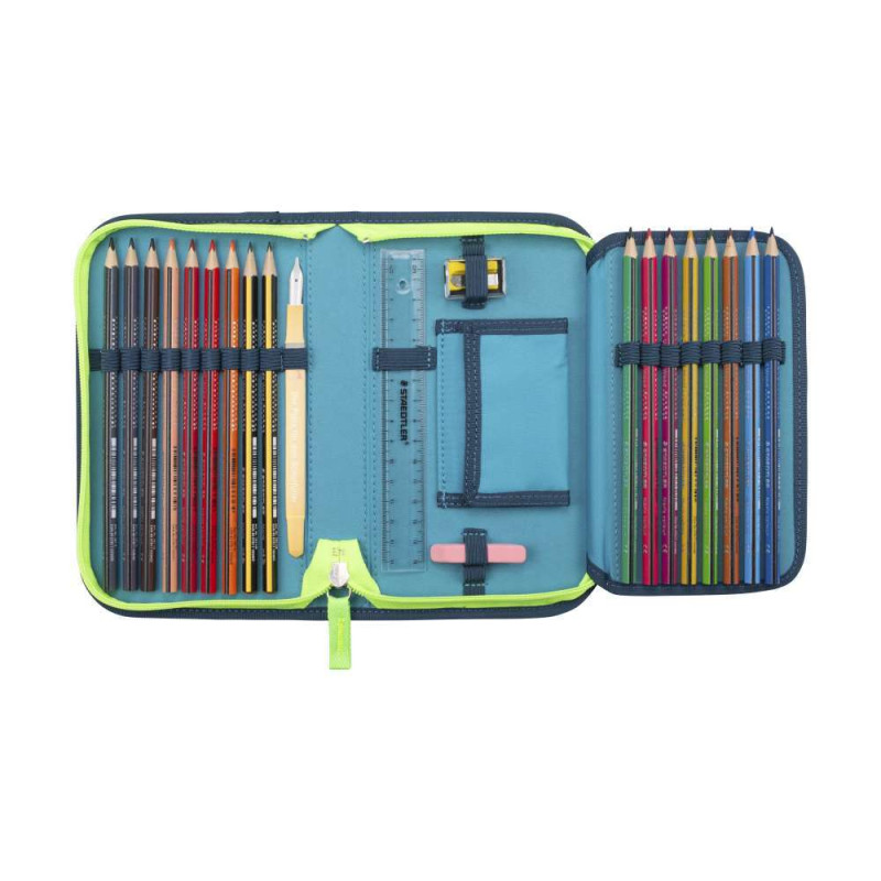 DERDIEDAS Schulrucksack ErgoFlex Tiny Set - 6 tlg Magic Light Schüleretui offen