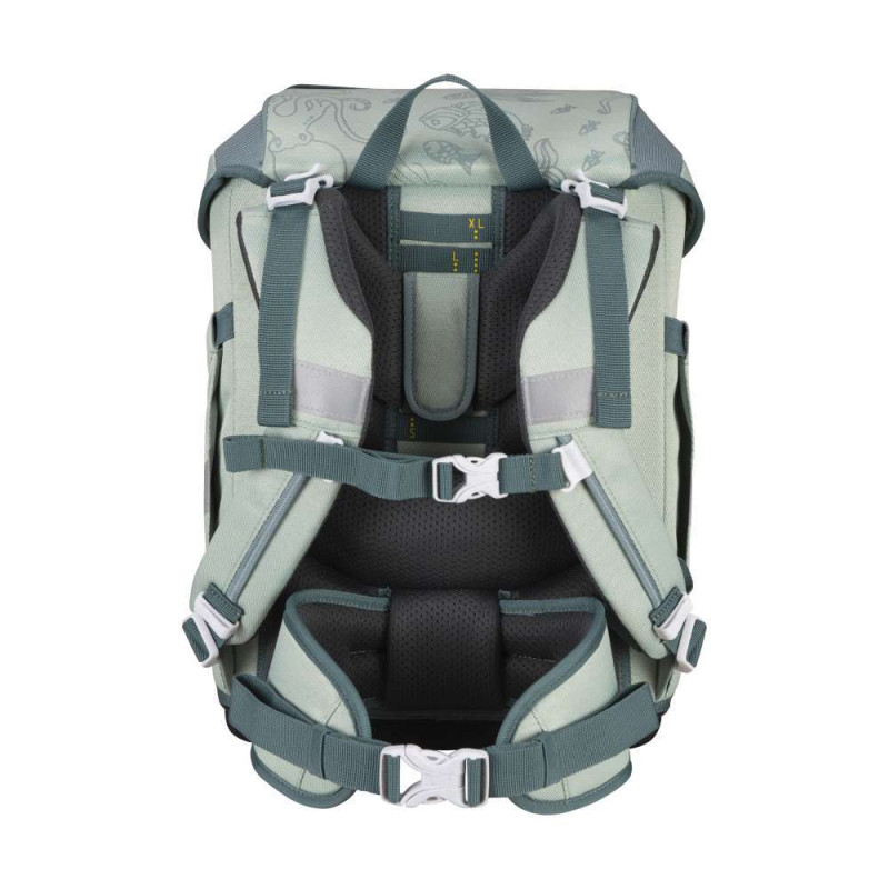 DERDIEDAS Schulrucksack ErgoFlex Tiny Set - 6 tlg ECO Grey Planet Rückansicht Tragegurte