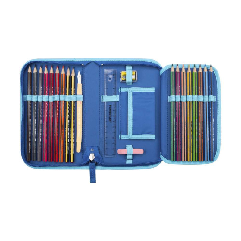 DERDIEDAS Schulrucksack ErgoFlex Tiny Set - 6 tlg Neon Monster Schüleretui offen