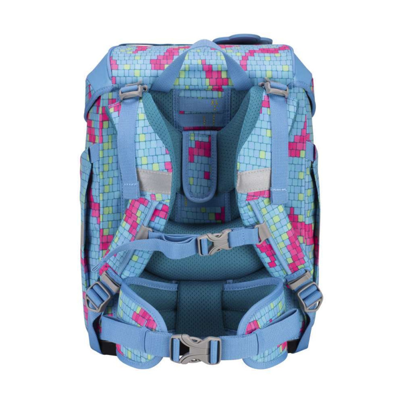 DERDIEDAS Schulrucksack ErgoFlex TINY Set - 6 tlg Happy Pixel Rückansicht Tragegurte