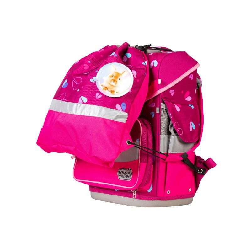 SCHOOL MOOD Schulranzen TIMELESS Pro Set 6 tlg - Pro Klara Häschen Schulranzen mit Sporttasche