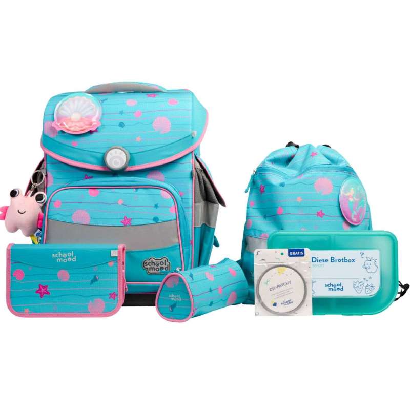 SCHOOL MOOD Schulranzen TIMELESS Pro Set 6 tlg - Pro Lilly Meerjungfrau