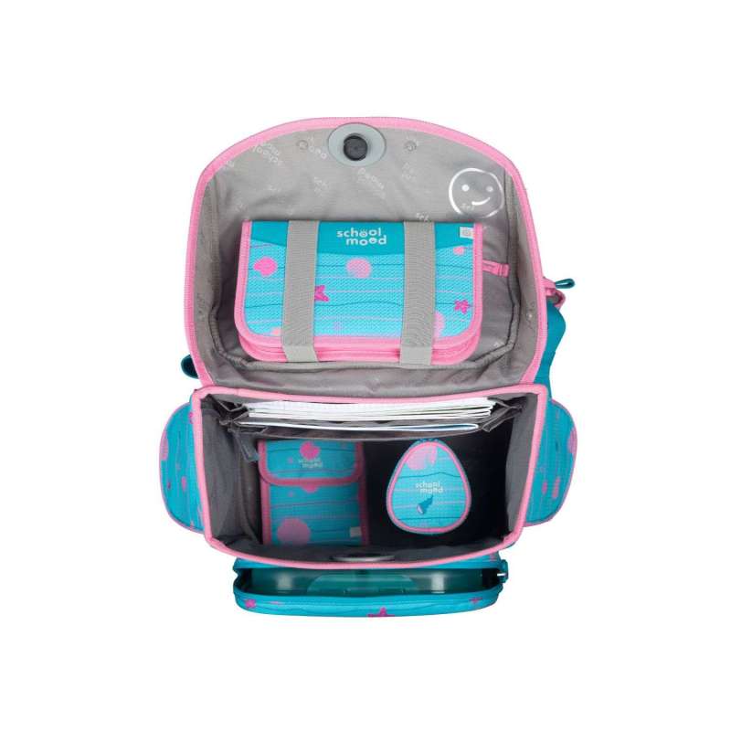 SCHOOL MOOD Schulranzen TIMELESS Pro Set 6 tlg - Pro Lilly Meerjungfrau offen