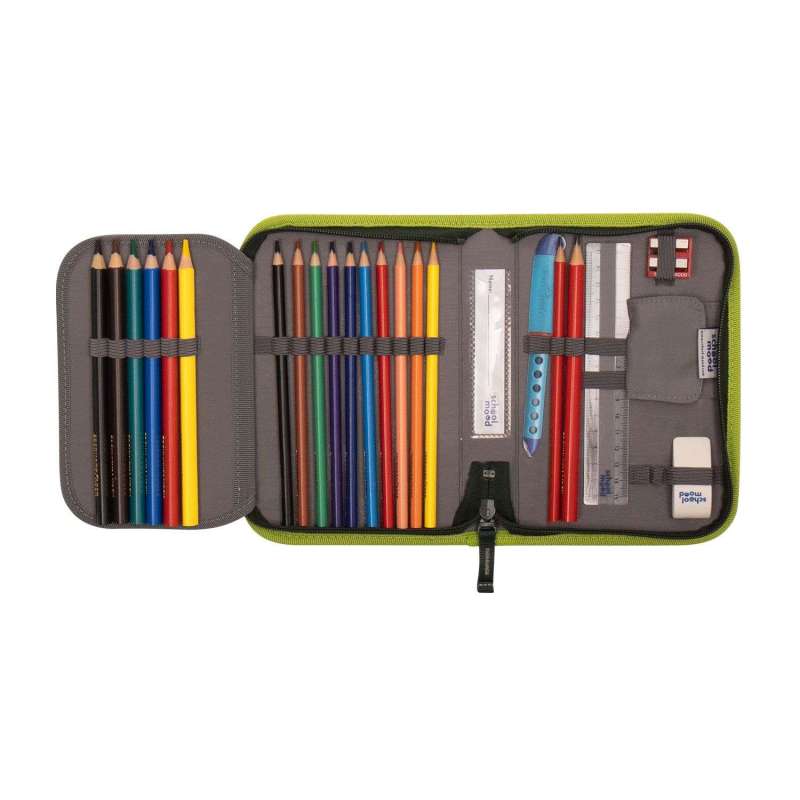 SCHOOL MOOD Schulranzen TIMELESS Pro Set 6 tlg - Pro Daniel Dinosaurier Schüleretui offen