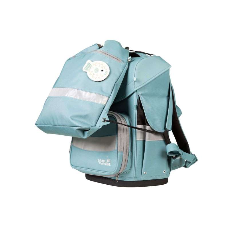 SCHOOL MOOD Schulranzen TIMELESS Pro Set 6 tlg - Pro Dolphin Ocean Collection Schulranzen mit Sporttasche