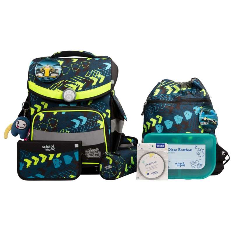 SCHOOL MOOD Schulranzen TIMELESS Pro Set 6 tlg - Pro Elias Rennwagen