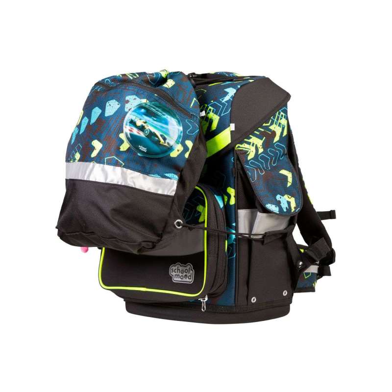 SCHOOL MOOD Schulranzen TIMELESS Pro Set 6 tlg - Pro Elias Rennwagen Schulranzen mit Sporttasche