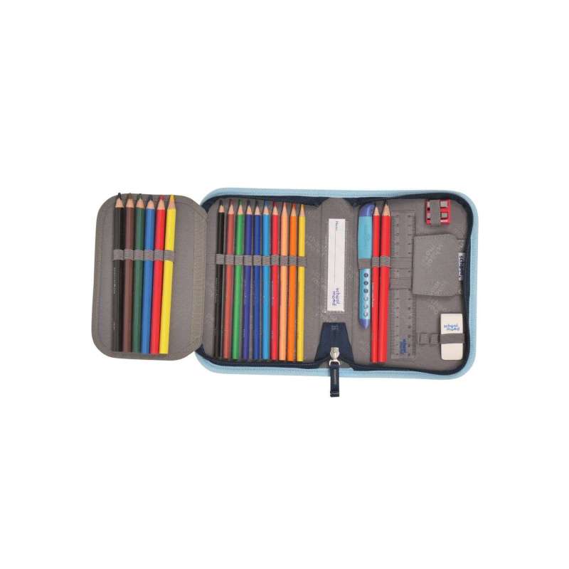 SCHOOL MOOD Schulranzen TIMELESS Pro Set 6 tlg - Pro Moritz Weltall Schüleretui offen