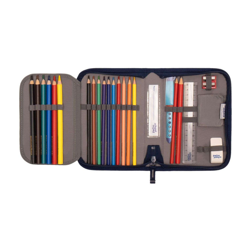 SCHOOL MOOD Schulranzen Champion Ranzen Pro Set 6 tlg - Pro Felix Wolf Schüleretui offen