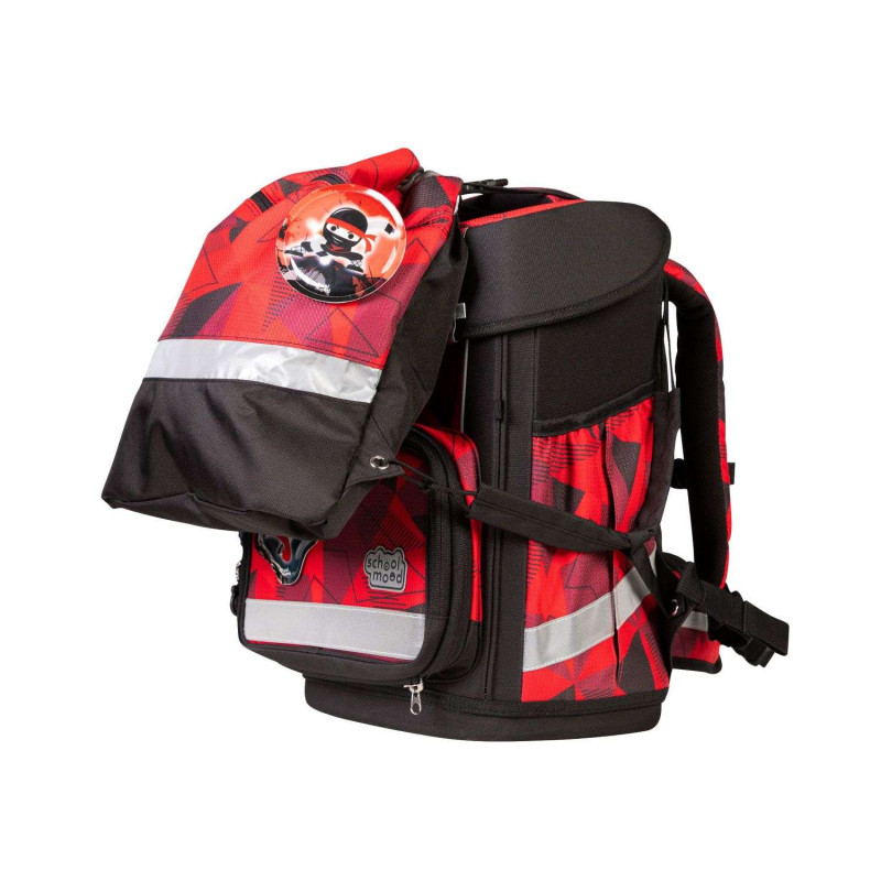 SCHOOL MOOD Schulranzen Champion Ranzen Pro Set 6 tlg - Pro Kai Ninja Schulranzen mit Sporttasche