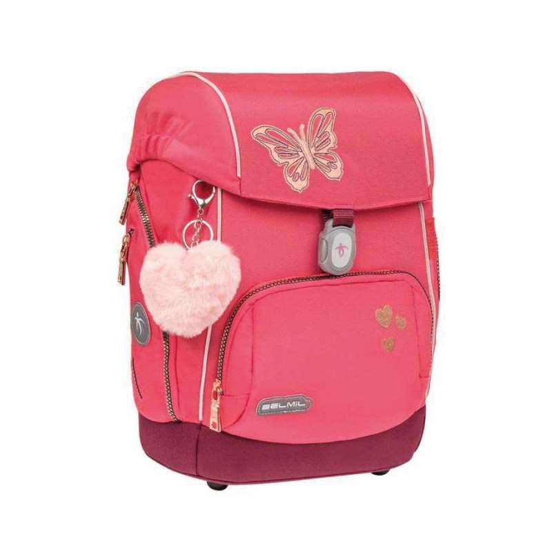 BELMIL Schulranzen COMFY PLUS Set 5 tlg - Coral seitliche Front