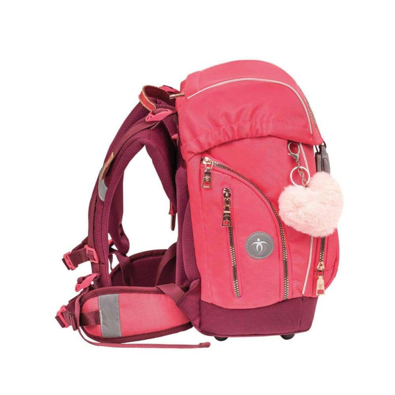 BELMIL Schulranzen COMFY PLUS Set 5 tlg - Coral seitlich