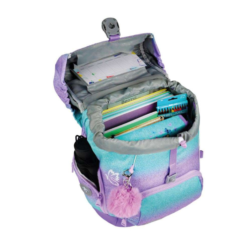 BELMIL Schulranzen COMFY PLUS Set 5 tlg - Serenity offen gefüllt
