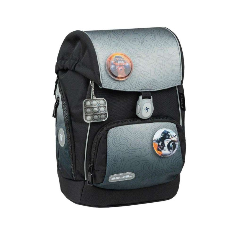 BELMIL Schulranzen COMFY PLUS Set 5 tlg - Black Grey Front