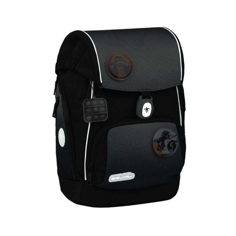 BELMIL Schulranzen COMFY PLUS Set 5 tlg - Black Grey reflektierend