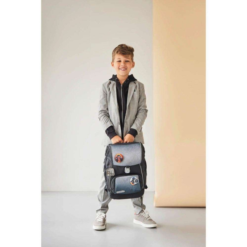 BELMIL Schulranzen COMFY PLUS Set 5 tlg - Black Grey Kind mit Schulranzen