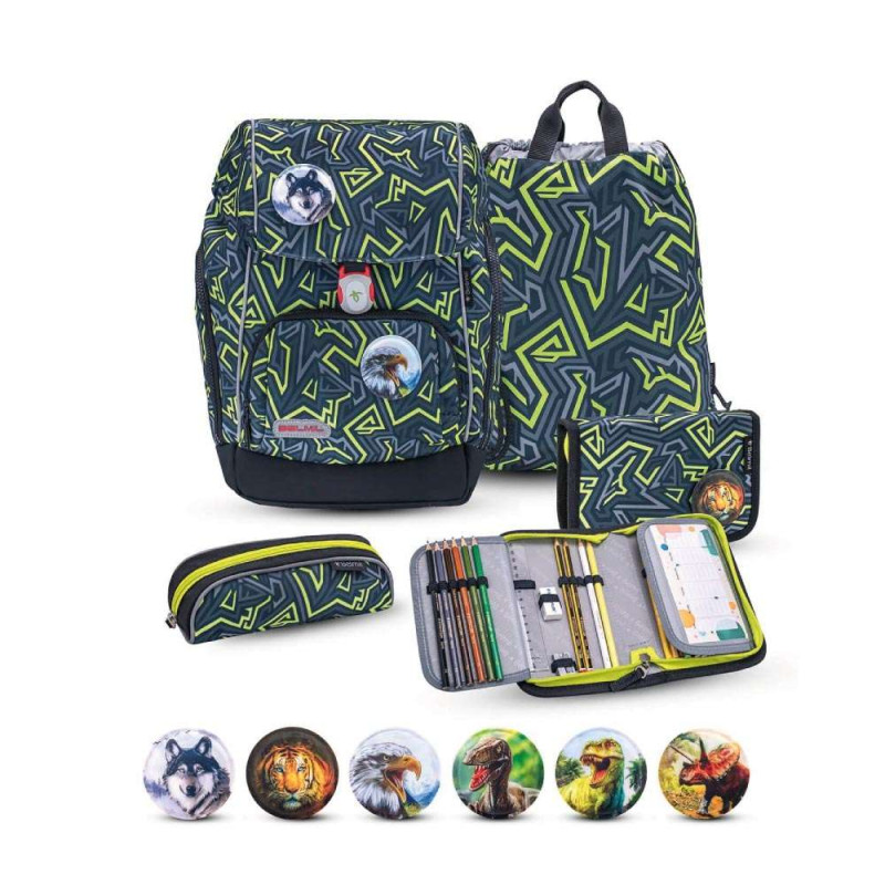 BELMIL Schulranzen COMFY PLUS Set 5 tlg - Iguana