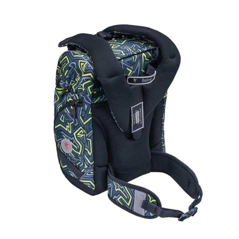 BELMIL Schulranzen COMFY PLUS Set 5 tlg - Iguana Rückansicht mit Tragegurten oben