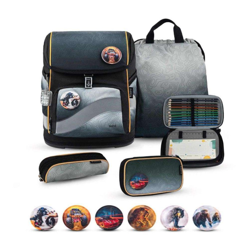 BELMIL Schulranzen SMARTY PLUS Set 5tlg -Black Grey