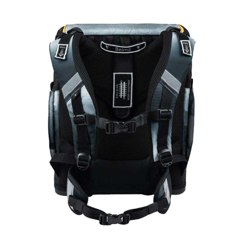 BELMIL Schulranzen SMARTY PLUS Set 5tlg -Black Grey Rückansicht