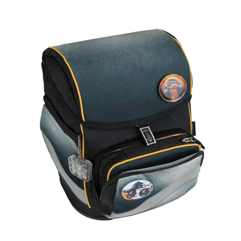 BELMIL Schulranzen SMARTY PLUS Set 5tlg -Black Grey Brotdosenfach