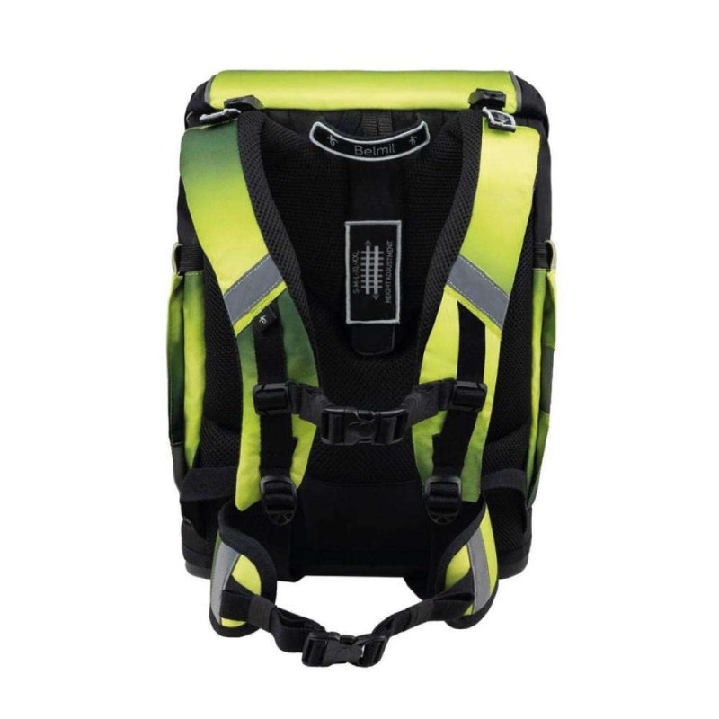 BELMIL Schulranzen SMARTY PLUS Set 5tlg - Black Green Rückansicht