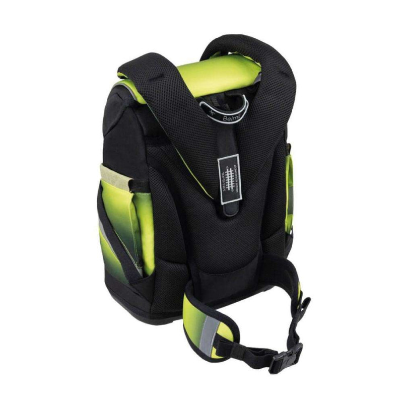 BELMIL Schulranzen SMARTY PLUS Set 5tlg - Black Green Rückansicht mit Tragegurten oben