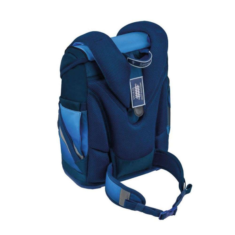 BELMIL Schulranzen SMARTY PLUS Set 5tlg - Navy Blue Rückansicht mit Tragegurten oben