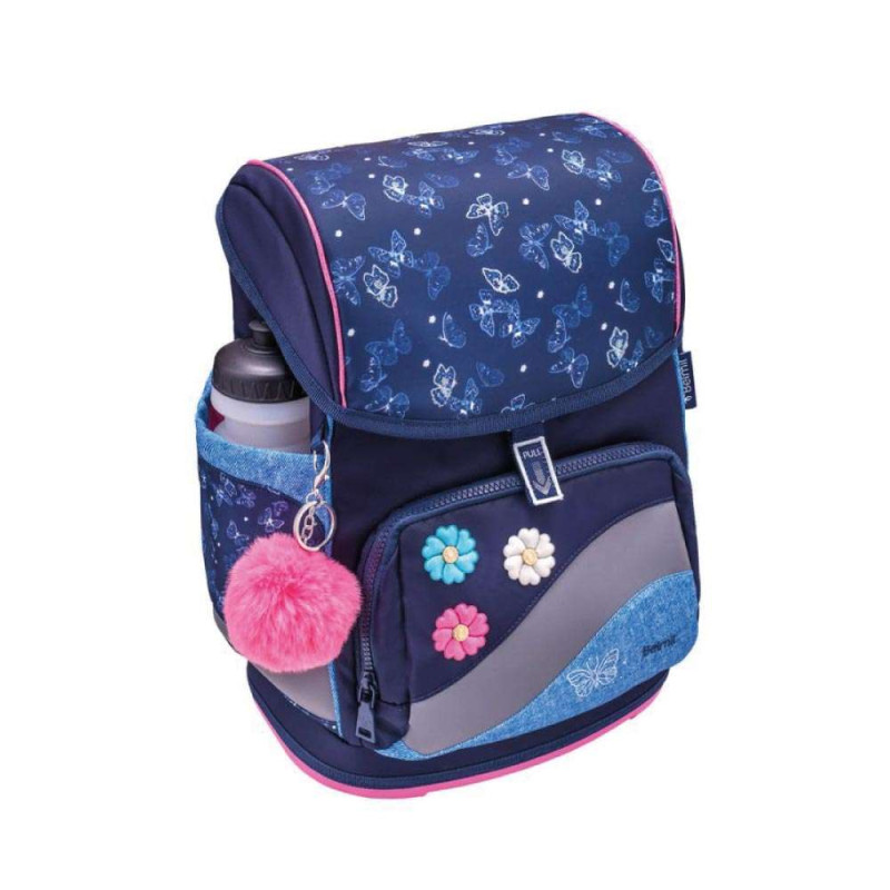 BELMIL Schulranzen SMARTY PLUS Set 5 tlg - Sapphire mit Trinkflasche