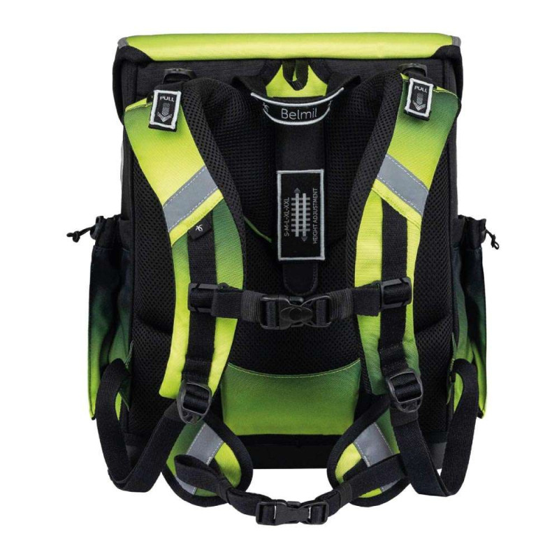 BELMIL Schulranzen COMPACT PLUS Set 5 tlg -Black Green Rückansicht