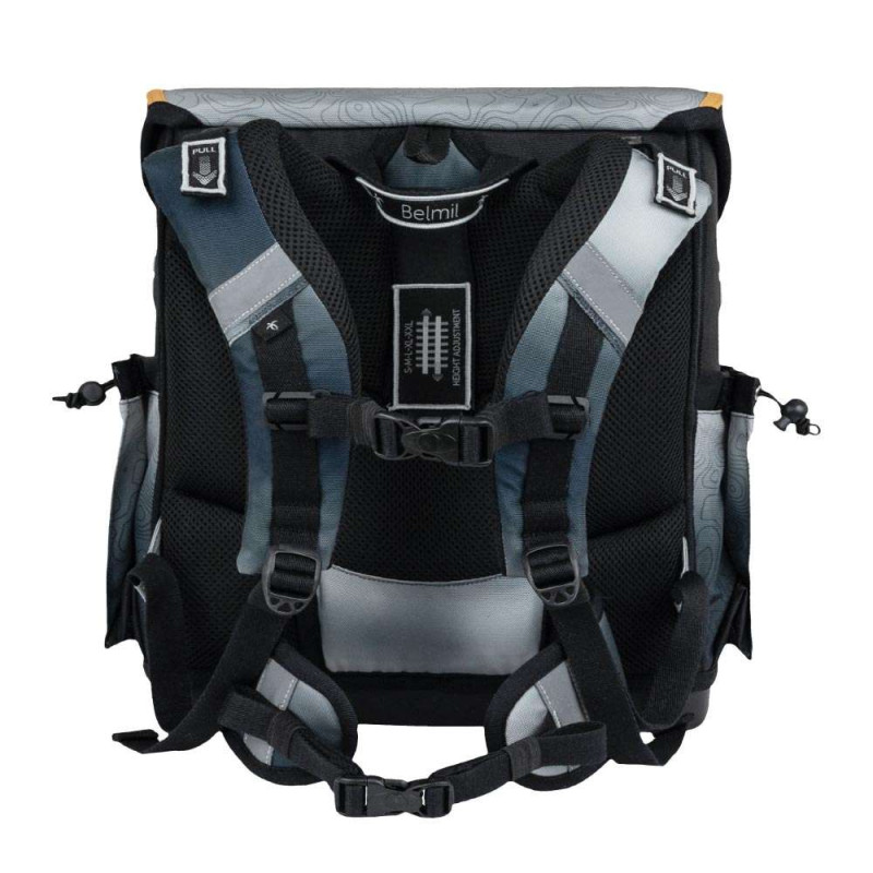 BELMIL Schulranzen COMPACT PLUS Set 5 tlg -Black Grey Rückansicht