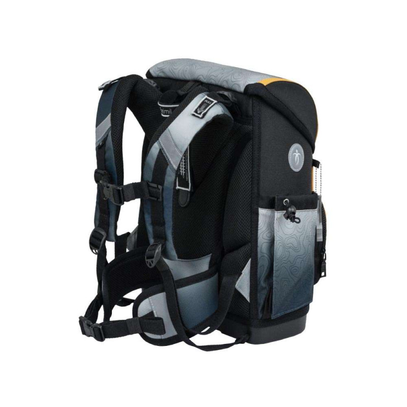 BELMIL Schulranzen COMPACT PLUS Set 5 tlg -Black Grey seitliche Rückansicht