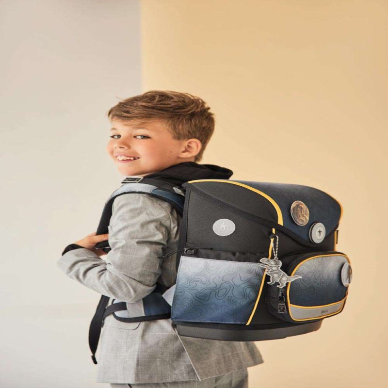 BELMIL Schulranzen COMPACT PLUS Set 5 tlg -Black Grey Kind mit Schulranzen