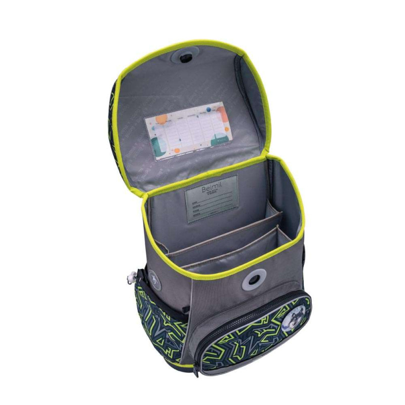 BELMIL Schulranzen COMPACT PLUS Set 5 tlg - Iguana offen