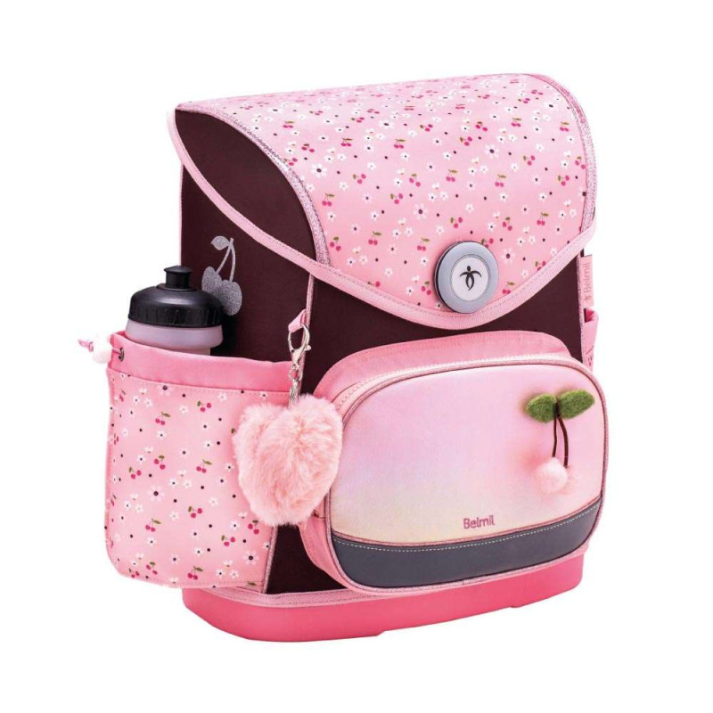 BELMIL Schulranzen COMPACT PLUS Set 5 tlg - Cherry Blossom mit Trinkflasche