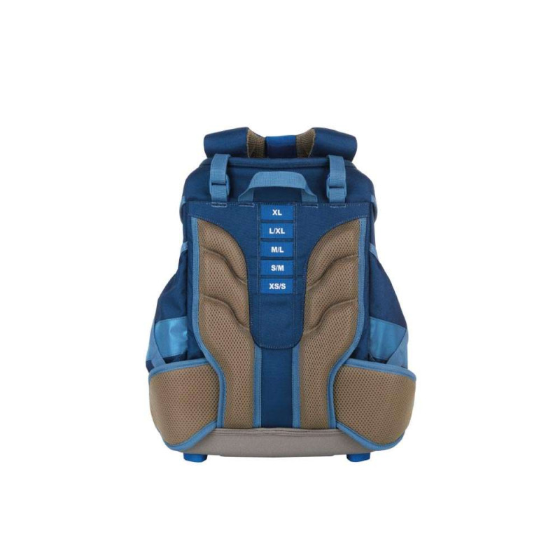 FINKID Schulranzen EKO SPORT 4 tlg - denim/dove Rückansicht mit Größenanzeige