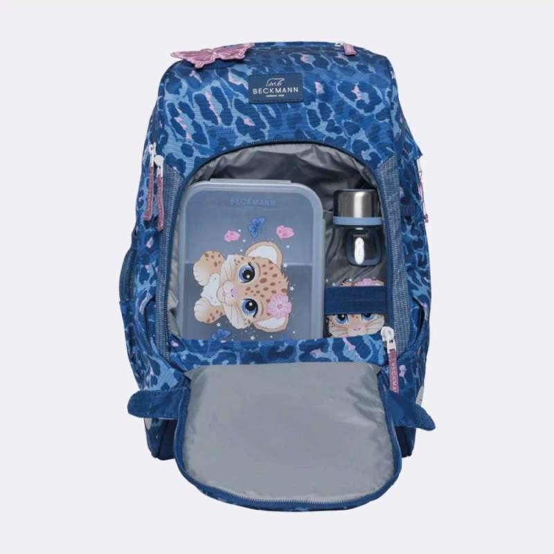 BECKMANN Schulranzen Active Air FLX 6 tlg - Cheeta Front geöffnet
