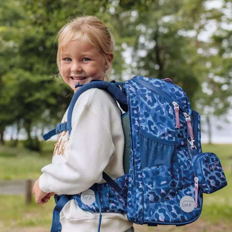 BECKMANN Schulranzen Active Air FLX 6 tlg - Cheeta Kind mit Ranzen