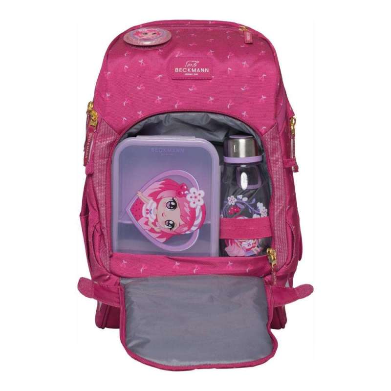 BECKMANN Schulranzen Active Air FLX 6 tlg - Cherry Front geöffnet