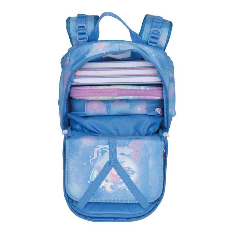 BECKMANN Schulranzen Active Air FLX 6 tlg - Fairy Tale oberes Fach geöffnet gefüllt