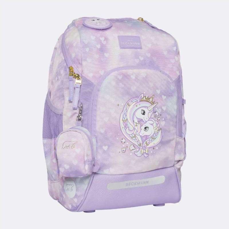 BECKMANN Schulranzen Active Air FLX 6 tlg - Unicorn Princess Purple seitliche Front
