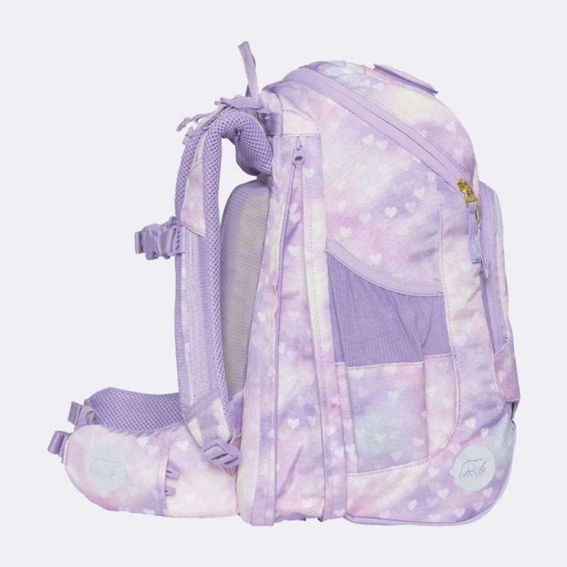 BECKMANN Schulranzen Active Air FLX 6 tlg - Unicorn Princess Purple seitlich geöffnet