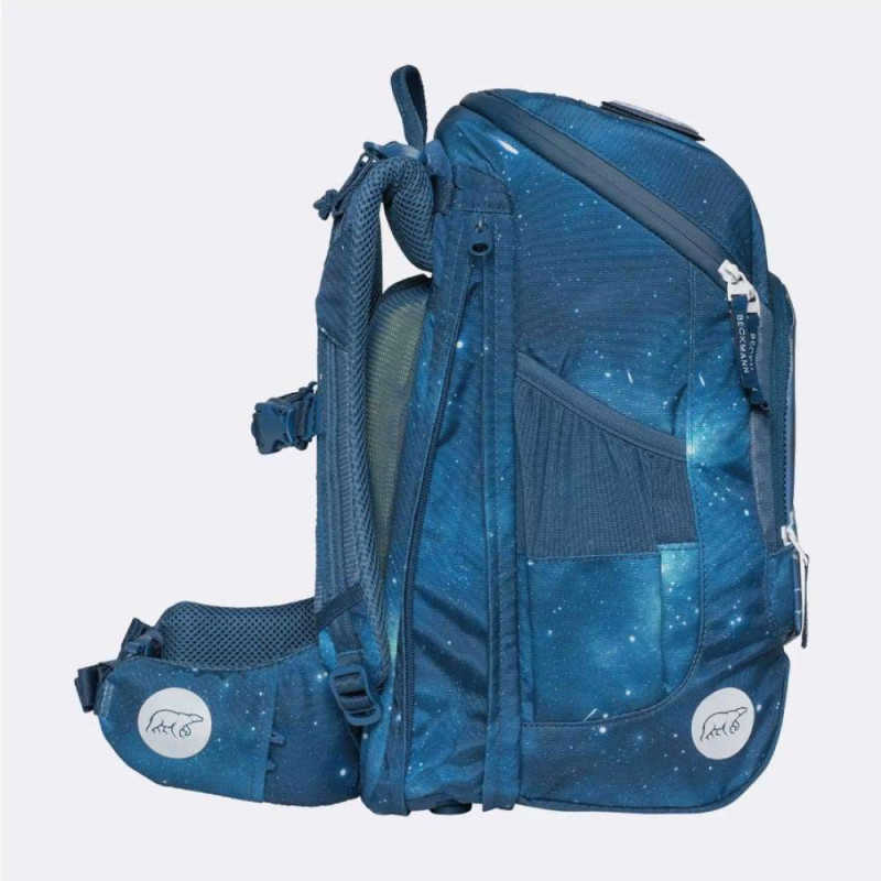 BECKMANN Schulranzen ACTIVE AIR FLX 6 tlg - Space Mission seitlich geöffnet